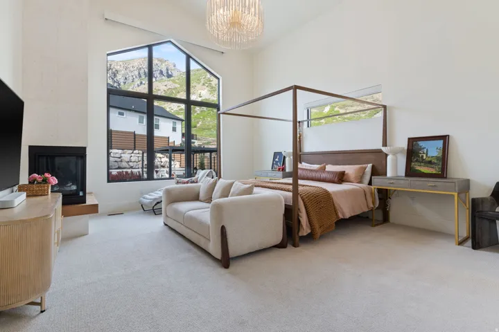 Vaulted ceilings with a statement chandelier