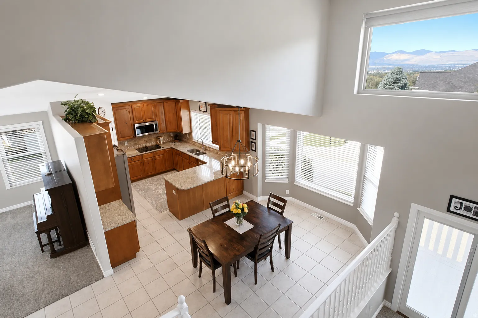 Open-concept living area with a view