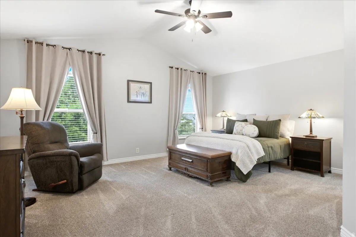 Spacious primary suite with views looking to the west over the valley