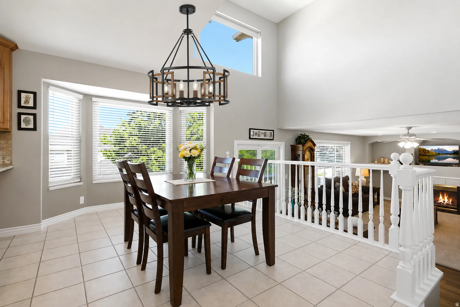 Dining area featuring an open concept to the lower level