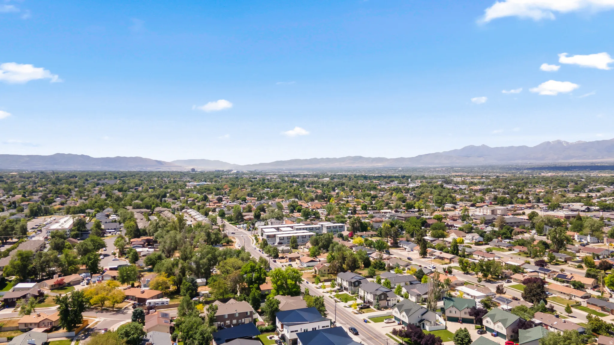 Expansive residential area featuring a network of streets, mature tree canopies, and varied architectural styles