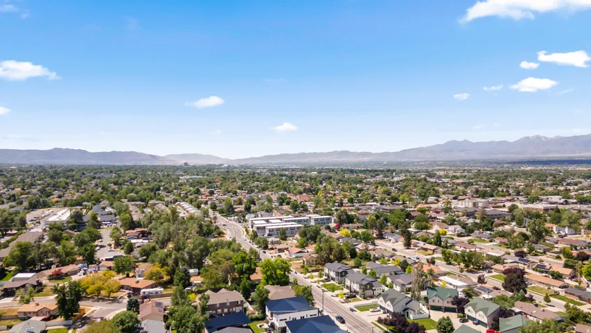 Expansive residential area featuring a network of streets, mature tree canopies, and varied architectural styles