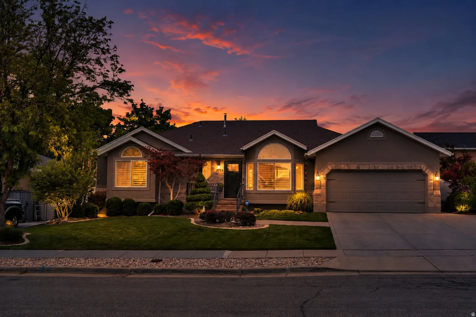 Lovely twilight curb appeal.