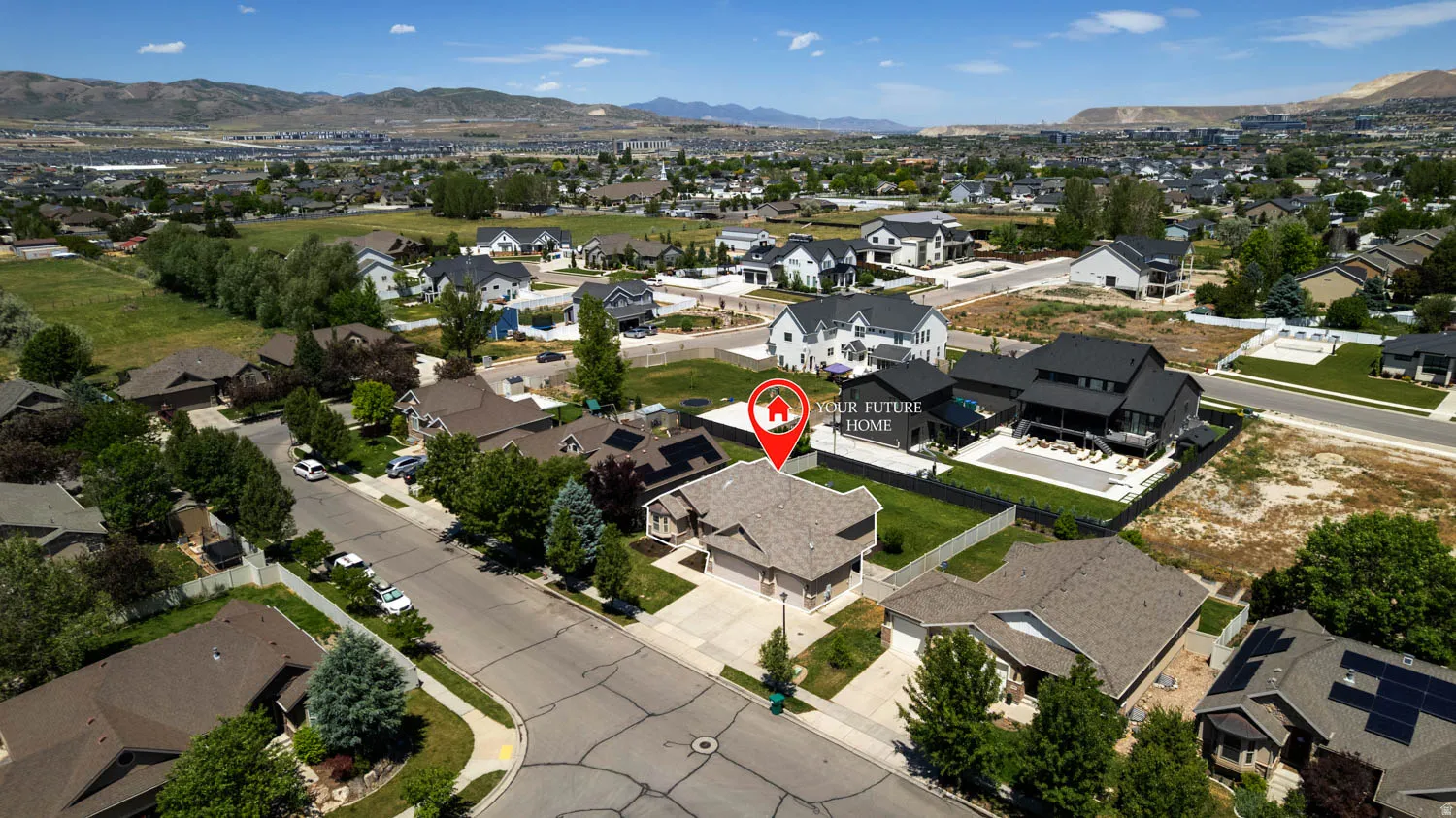 Bird's eye view of property looking northwest