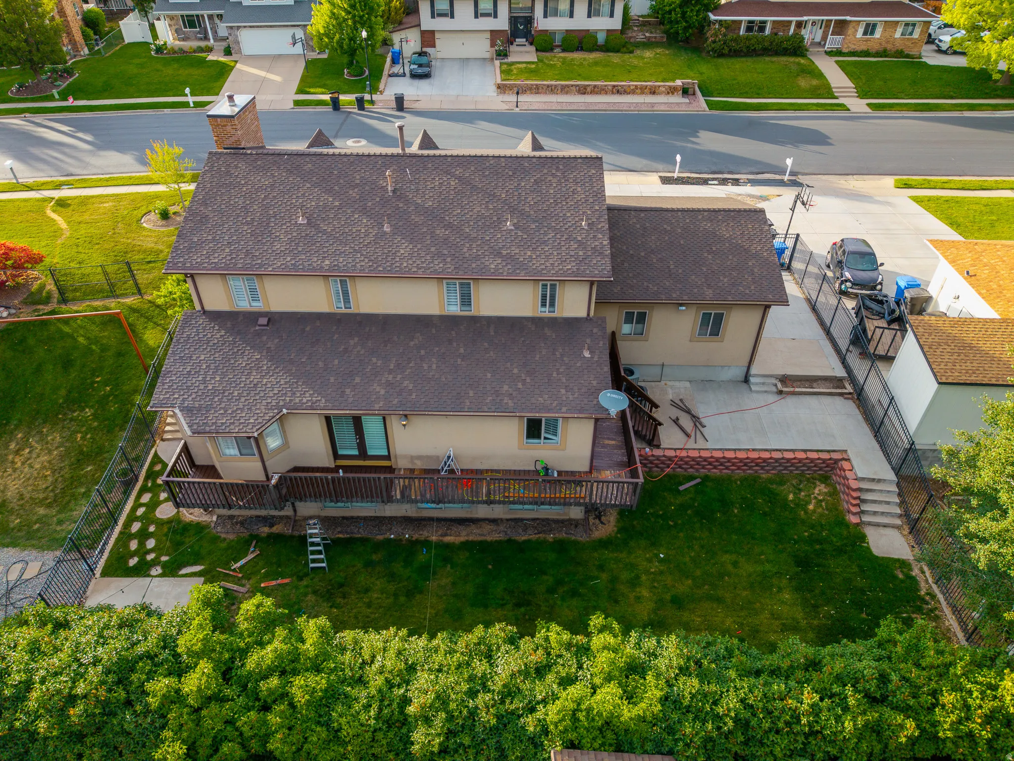Aerial perspective showcasing the property's layout