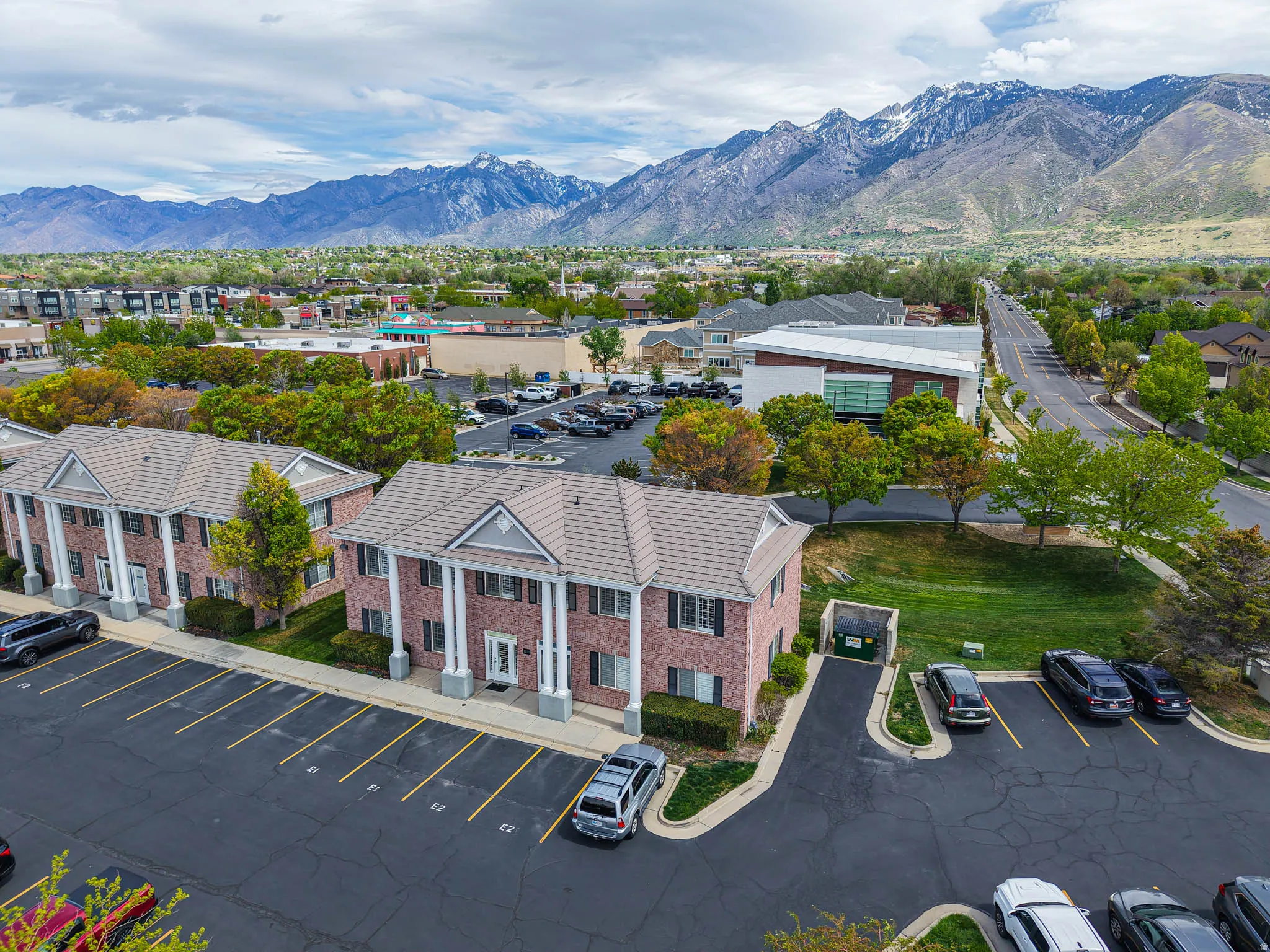 Aerial view of a mountain backdrop