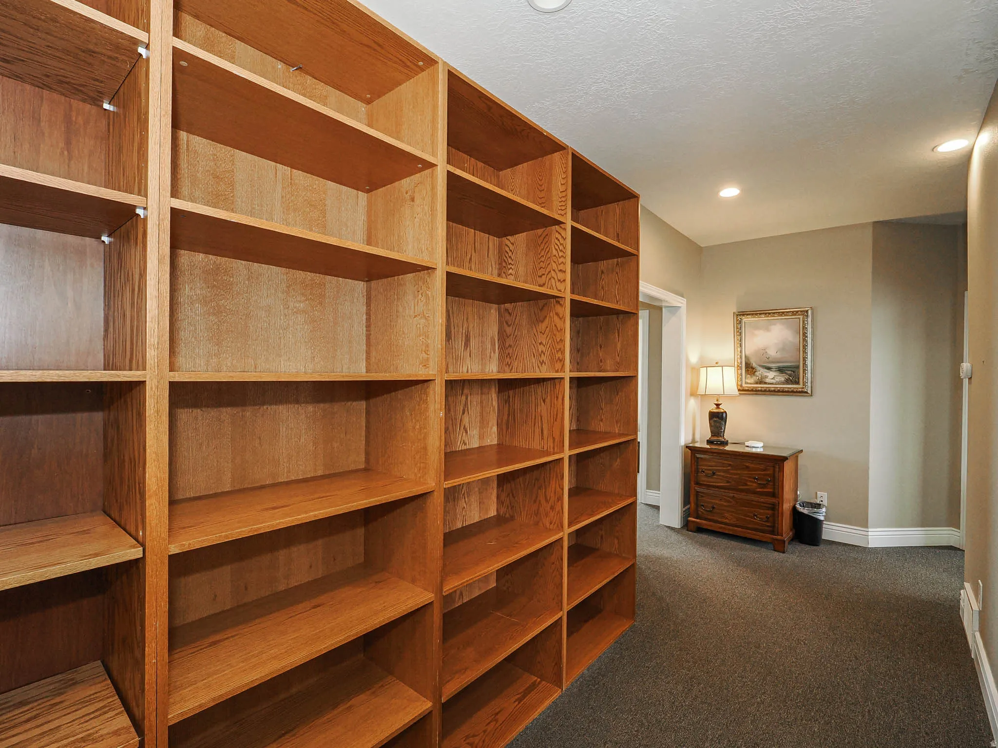 Walk in closet with dark carpet