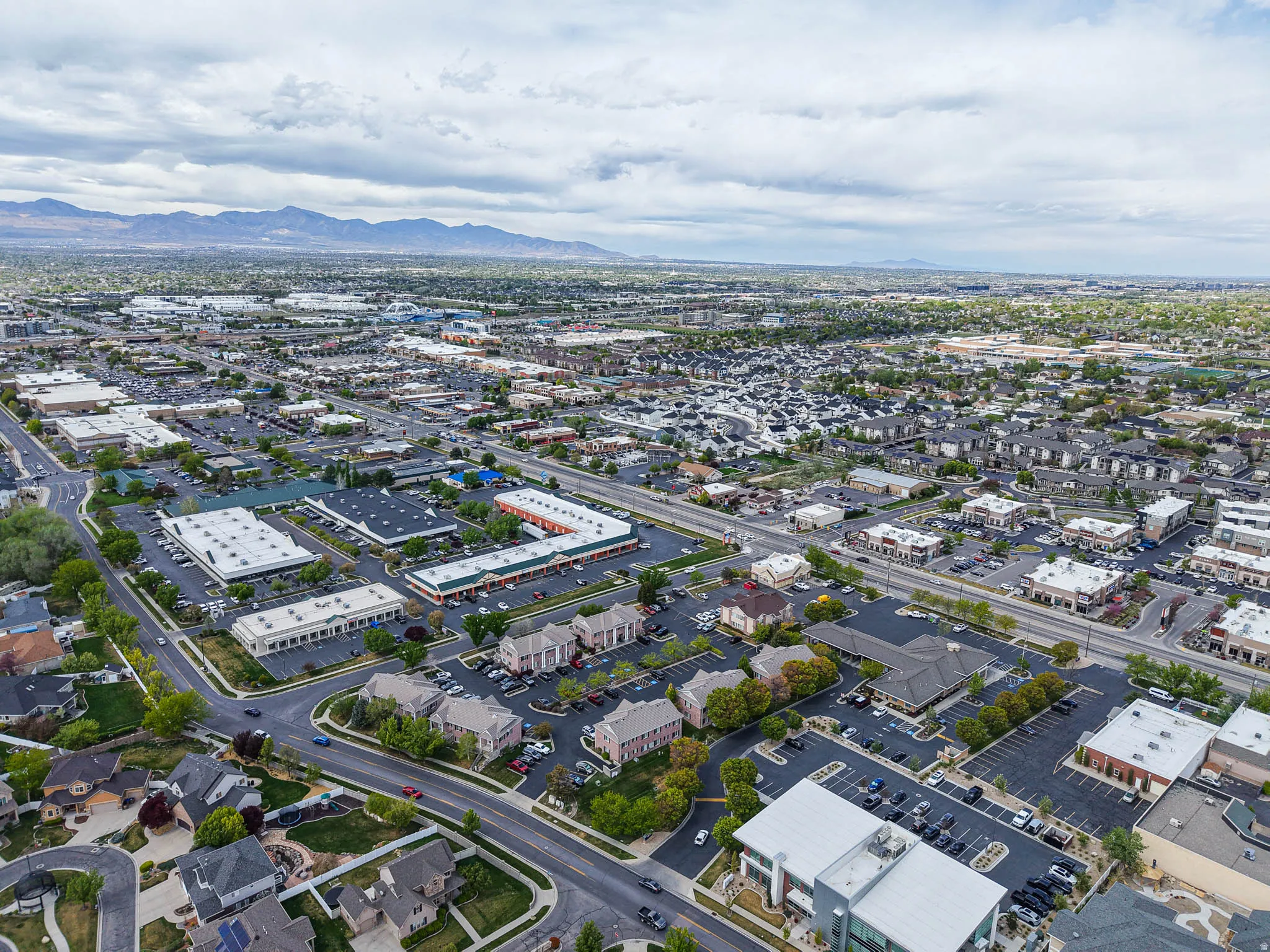 Aerial view of a mountainous background