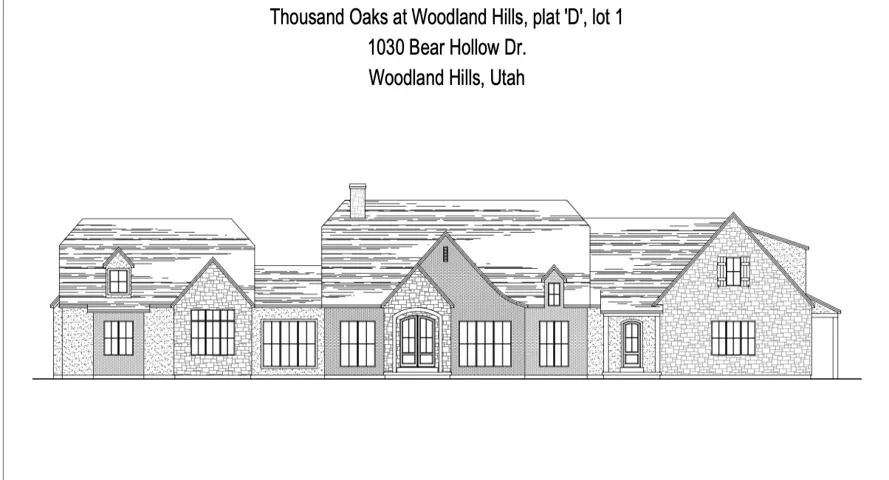 Architectural Drawing. Illustrating the exterior elevation of the property at 1030 Bear Hollow Dr
