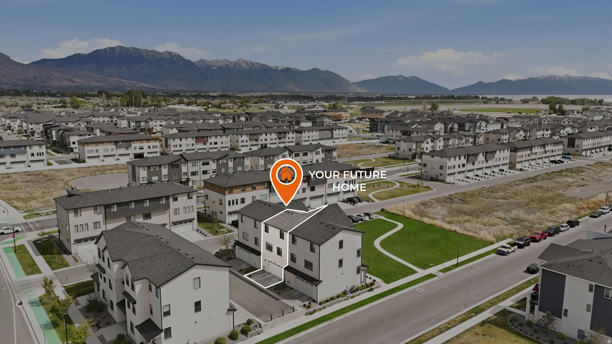 Modern townhome community featuring a contemporary architectural style