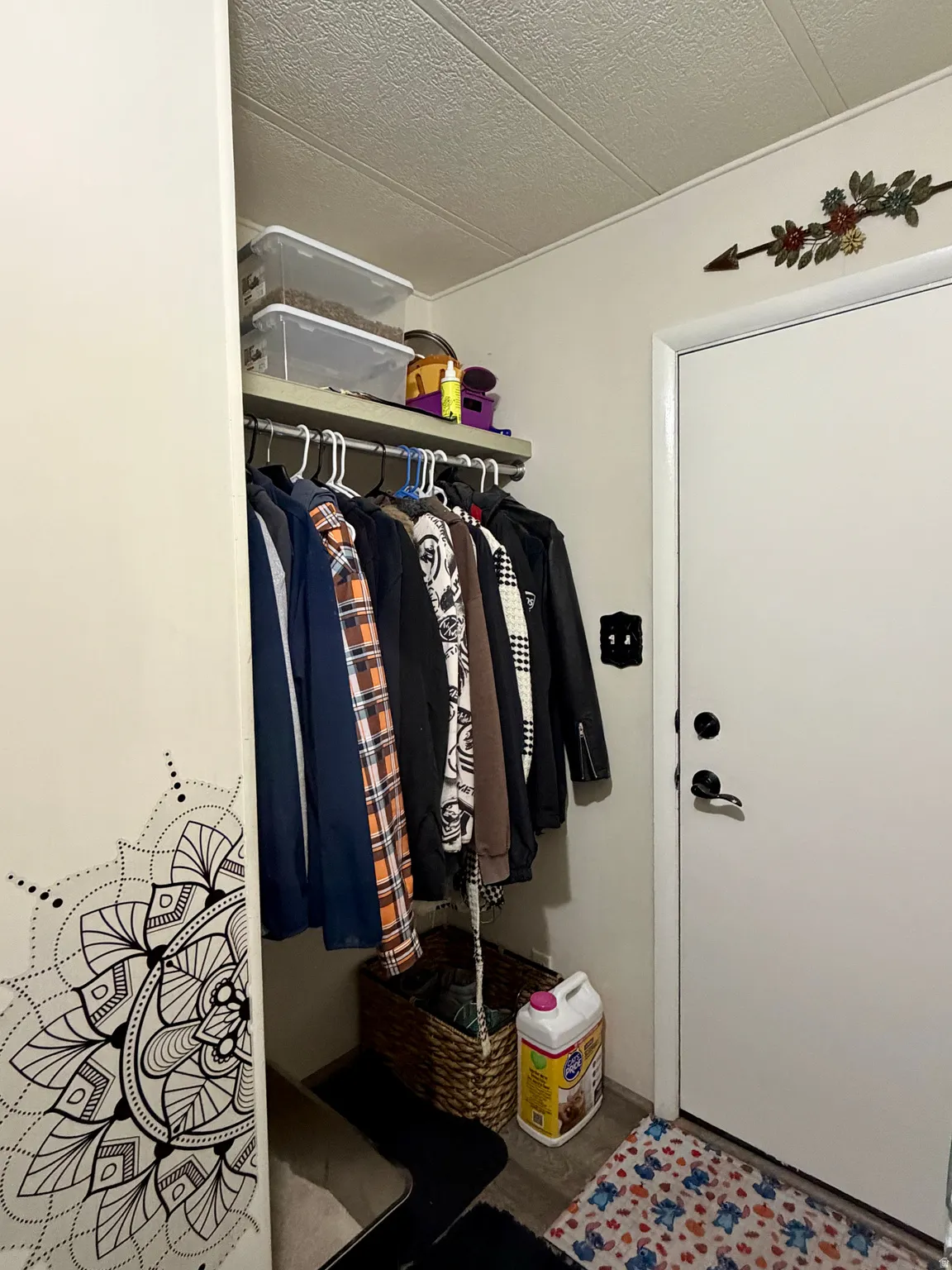 Laundry room closet just off the door to the carport