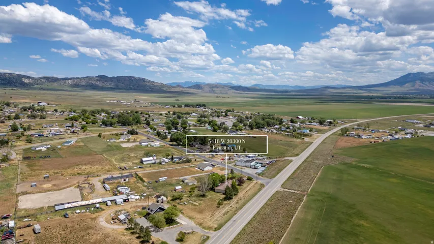 Aerial perspective showcasing the property within a rural landscape