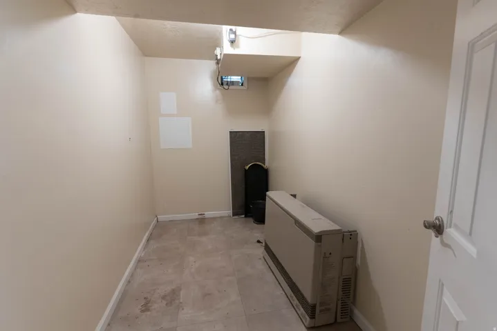 Small storage room is handy in the basement!