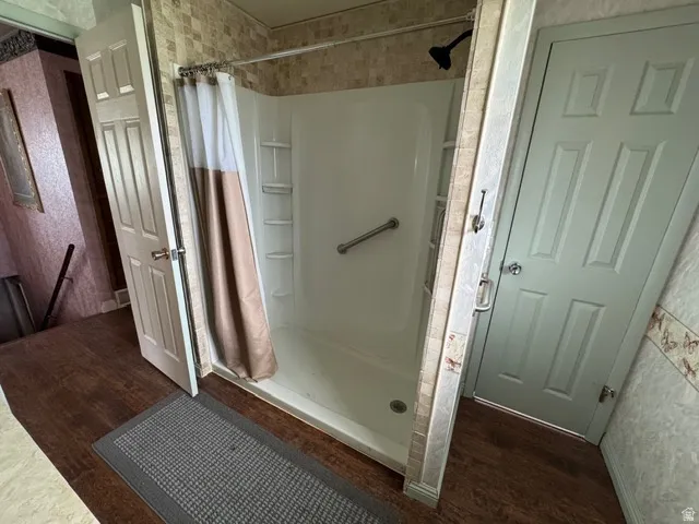 Bathroom with a shower stall
