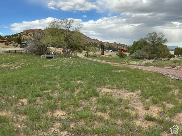 Expansive open field featuring natural grasses and distant mountain formations