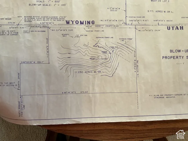 Property Survey. Depicting the property boundaries, topographical features, and utility lines