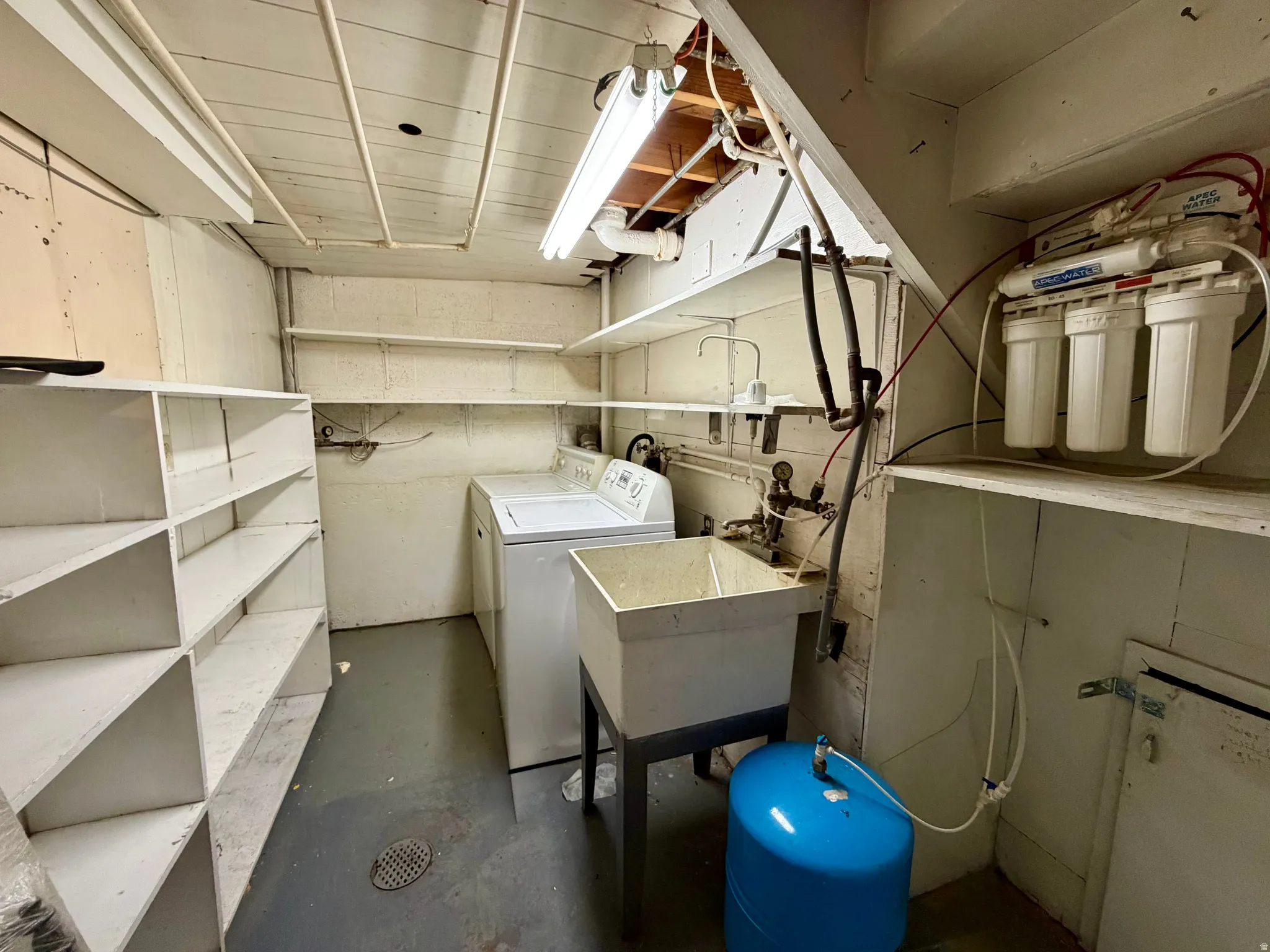 Utility space with concrete flooring