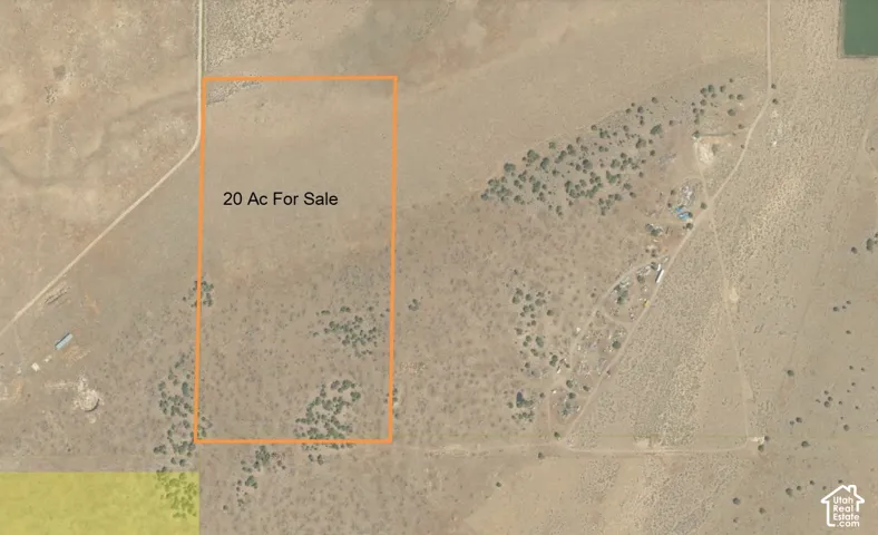 Aerial Map. Illustrating the property boundaries and land characteristics. 20 acres for sale at the Cove Fort area near the Beaver/Millard County line.