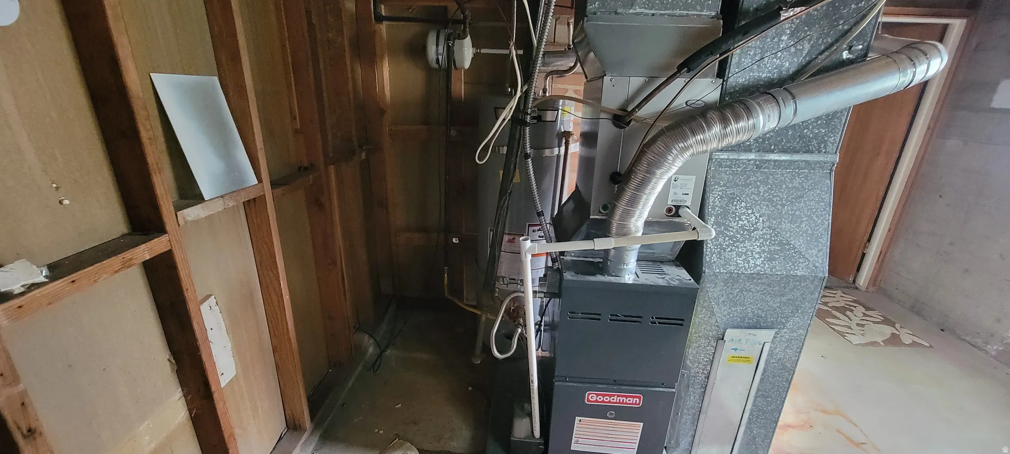 Goodman HVAC system with associated ductwork and piping
