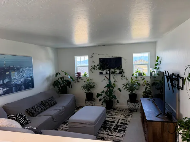 White-painted interior walls with two windows providing external light