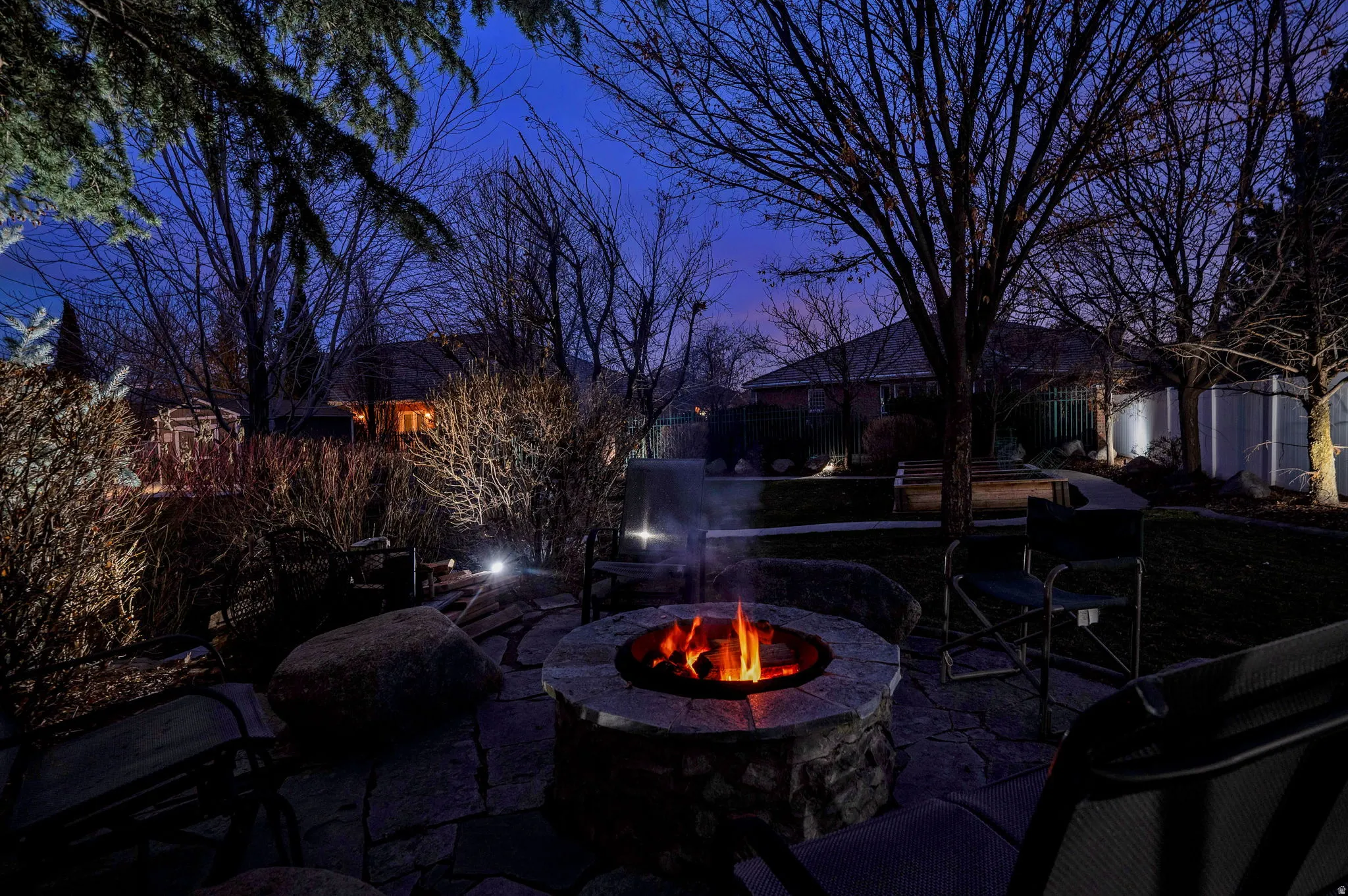 Fire Pit Twilight View