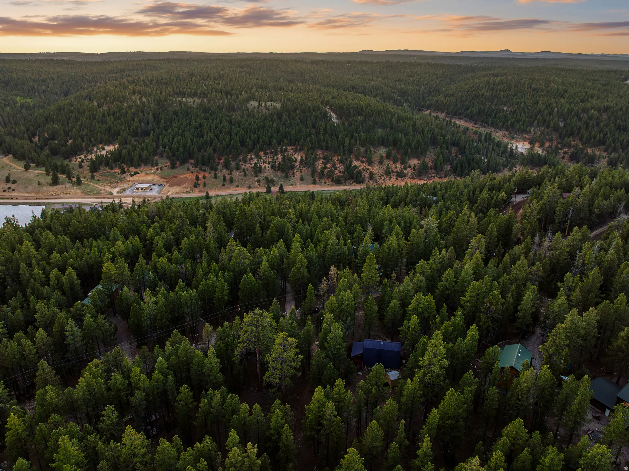 Aerial Over the Community at Sunset