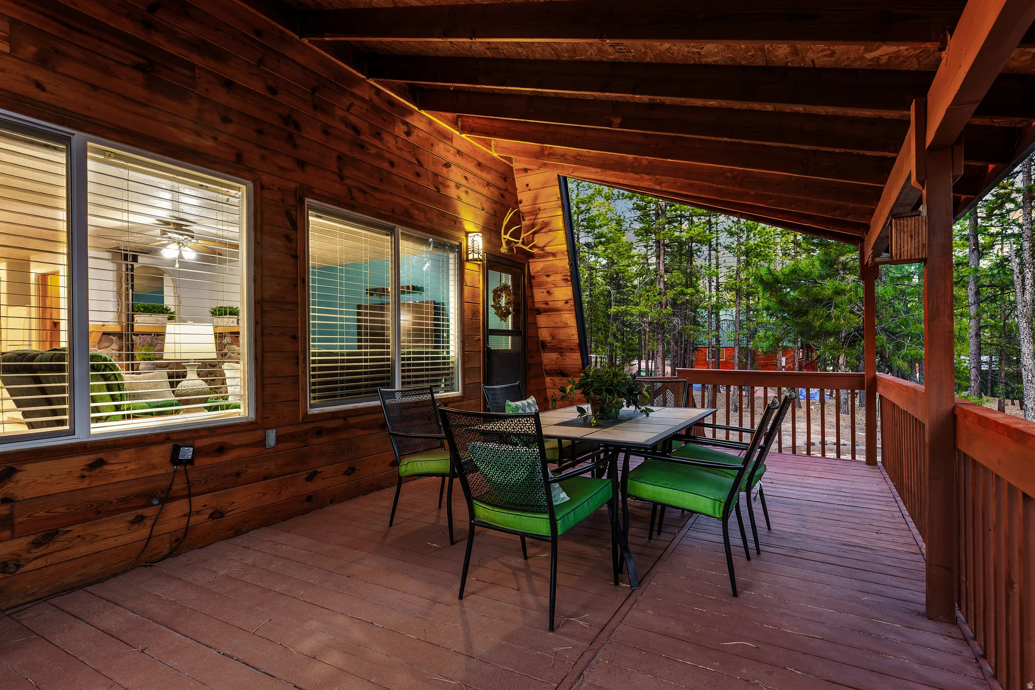 Covered Deck Dining with a View of the Trees