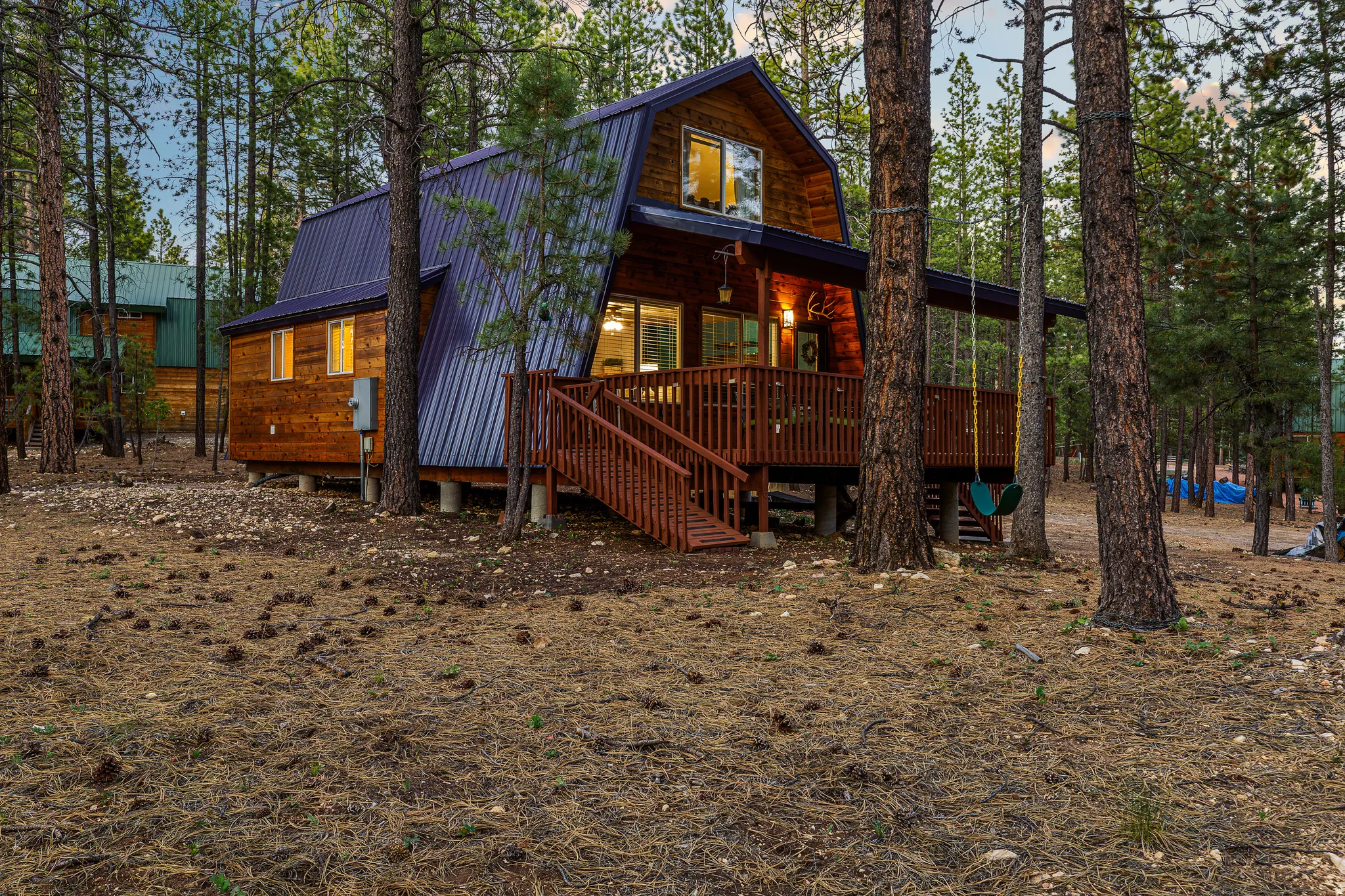 Covered Deck Dining with a View of the Trees
