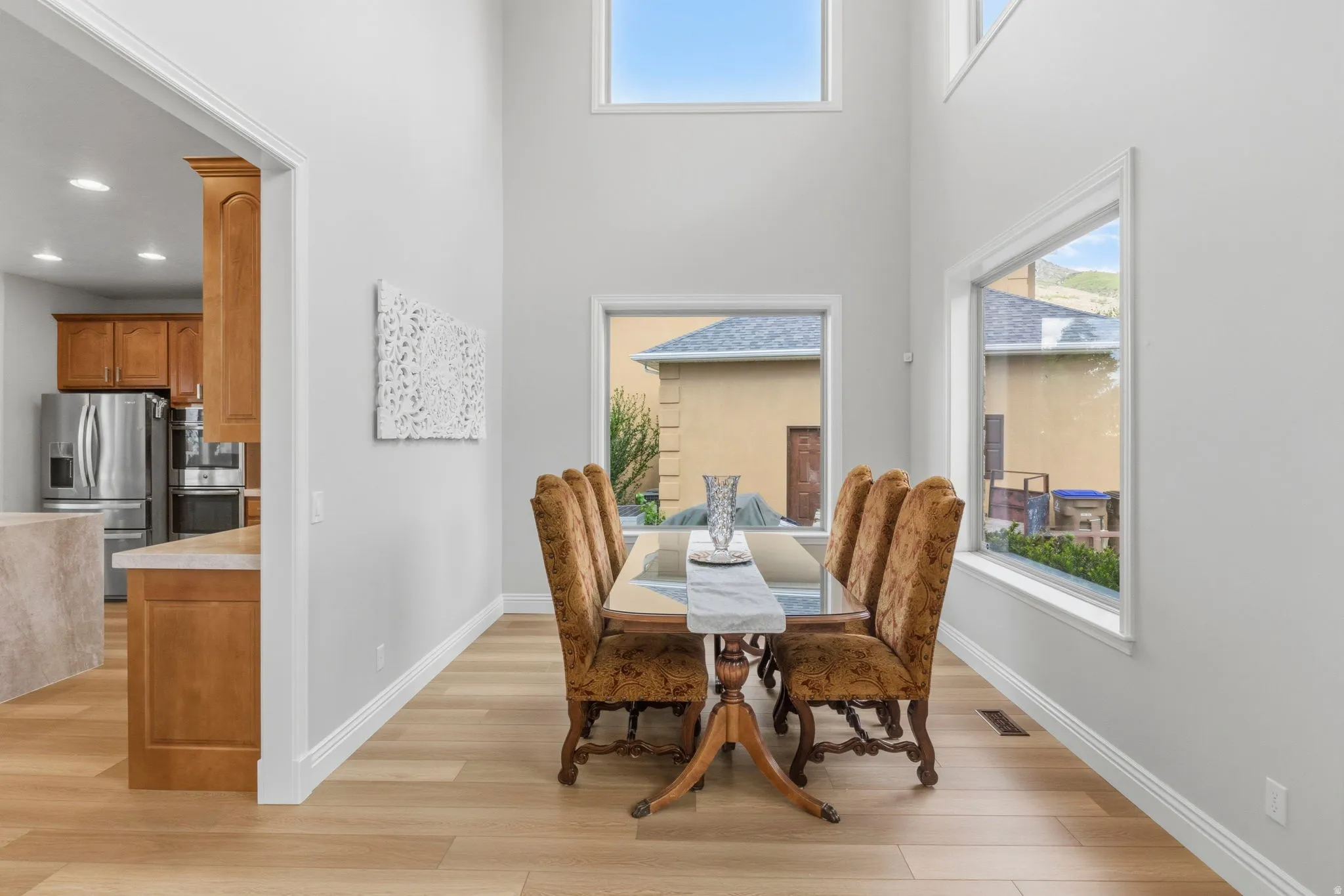 Vaulted ceilings with an upper transom window