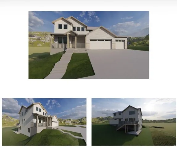 Property Renderings. Illustrating multiple exterior perspectives of the property