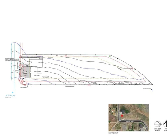 Site Plan. Illustrating property boundaries, existing structures, and contour lines for the property