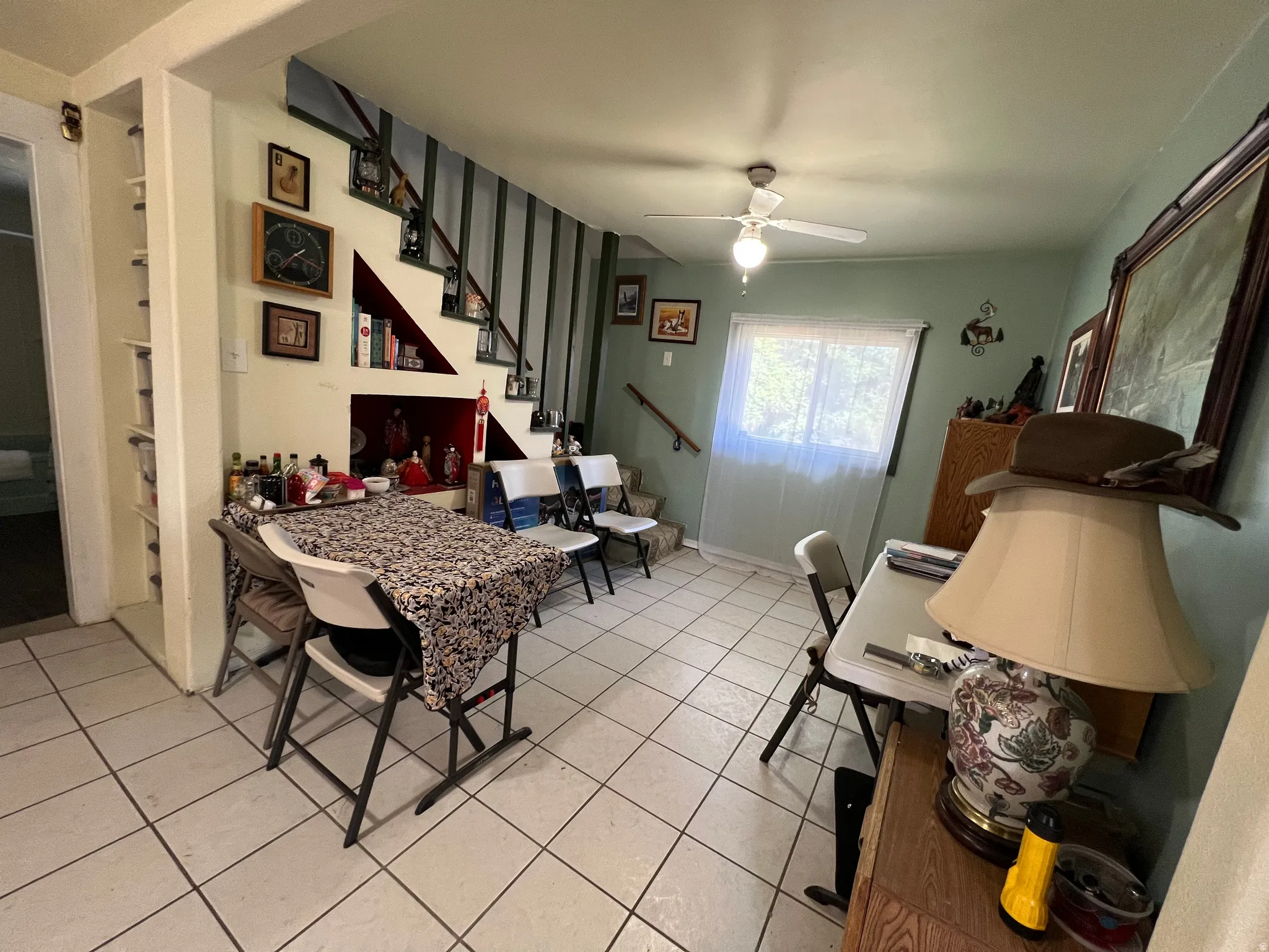 Tile flooring throughout the living space