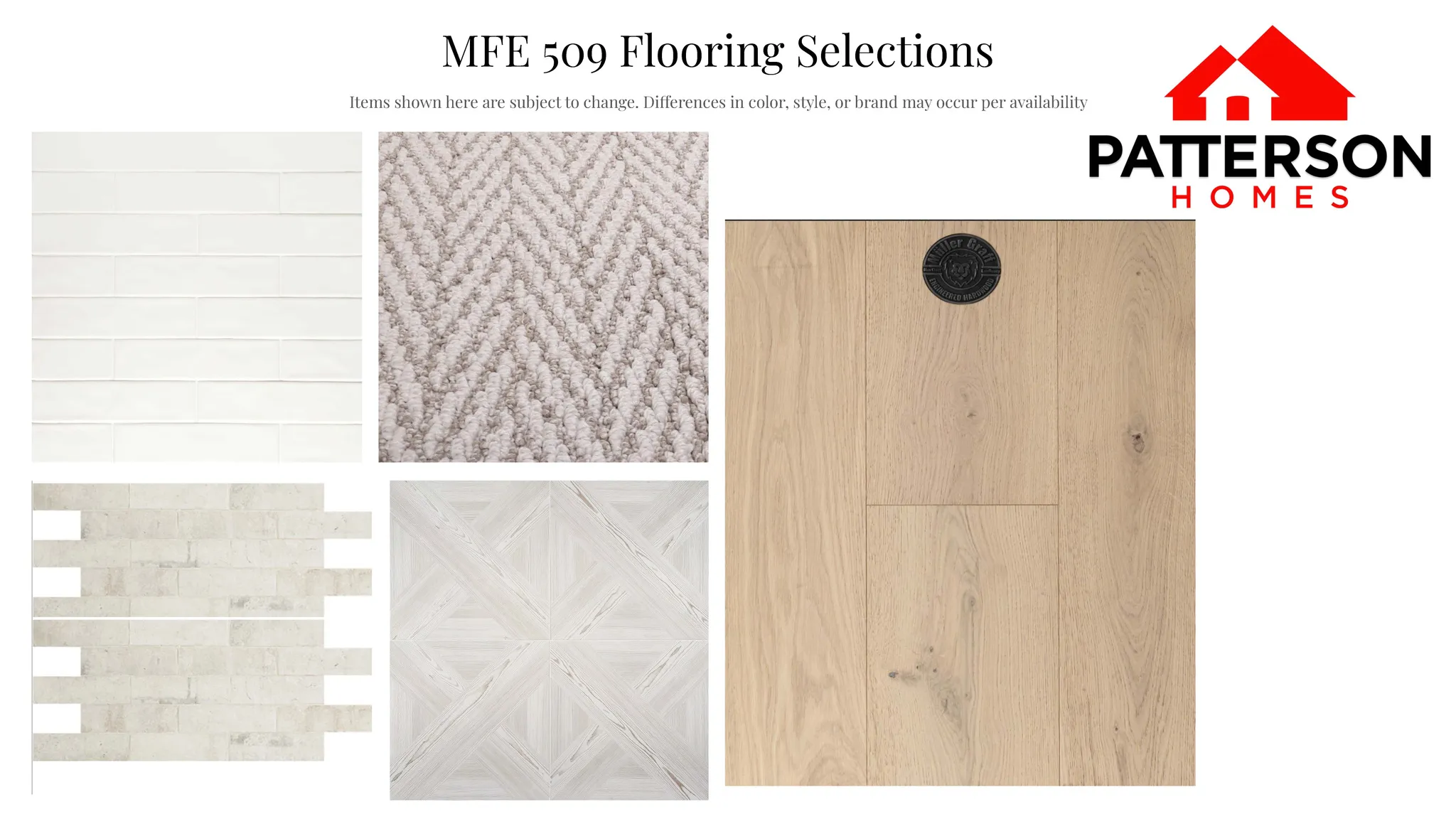 Flooring Selections. Displaying material options for the property