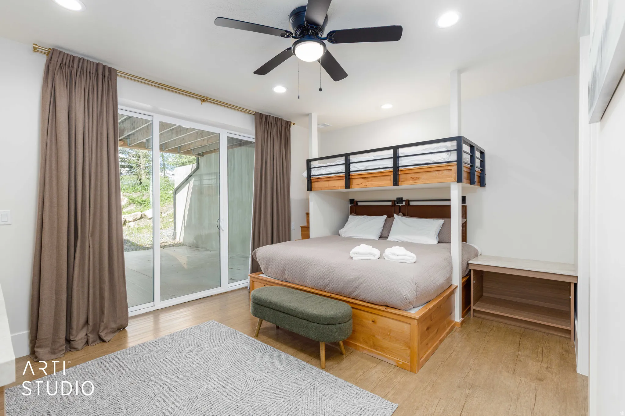 Wood-finish flooring throughout