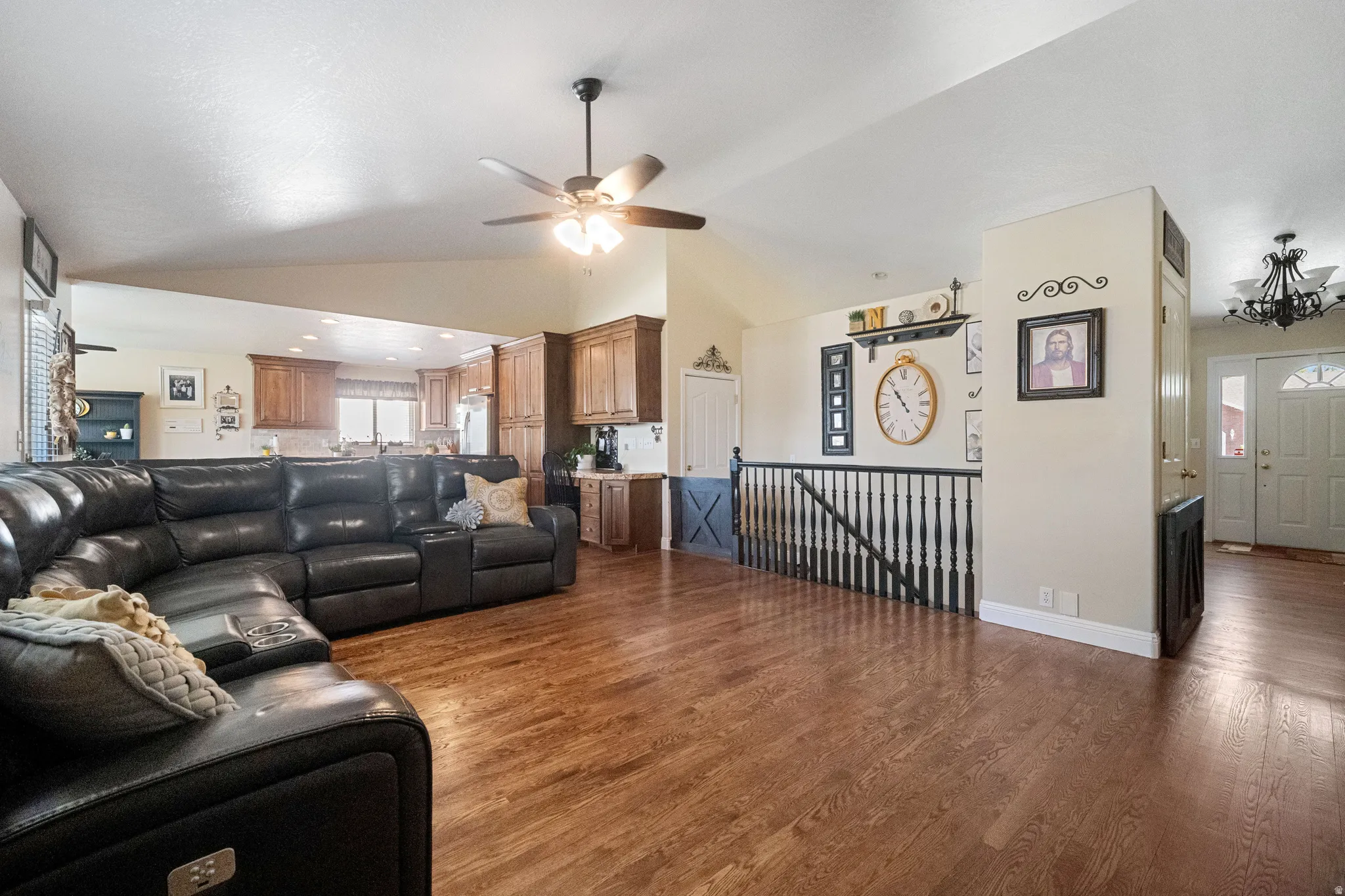 Expansive open-concept living space.