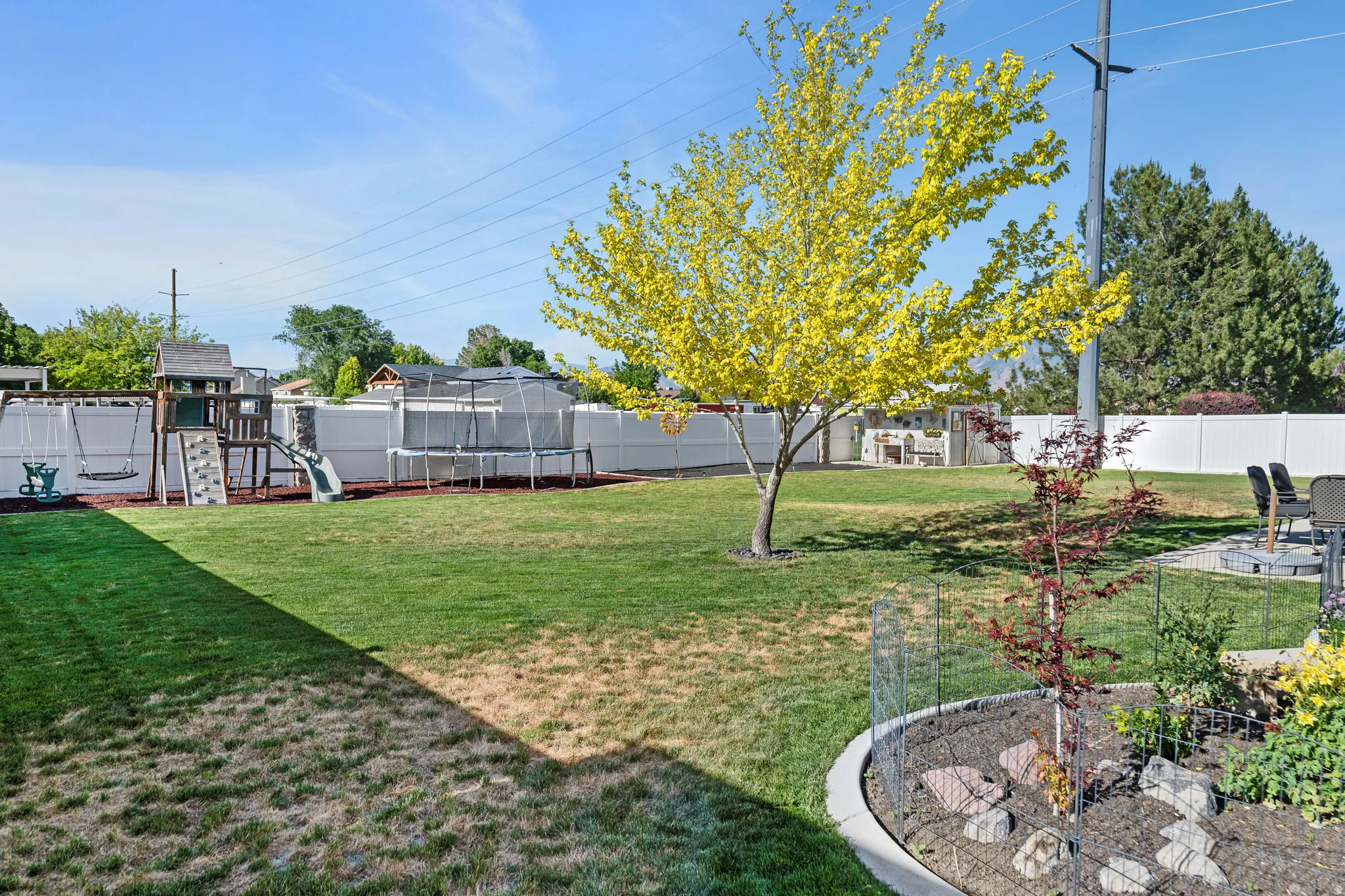 Fully fenced backyard.