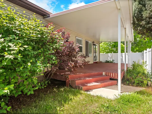 Covered outdoor deck with steps