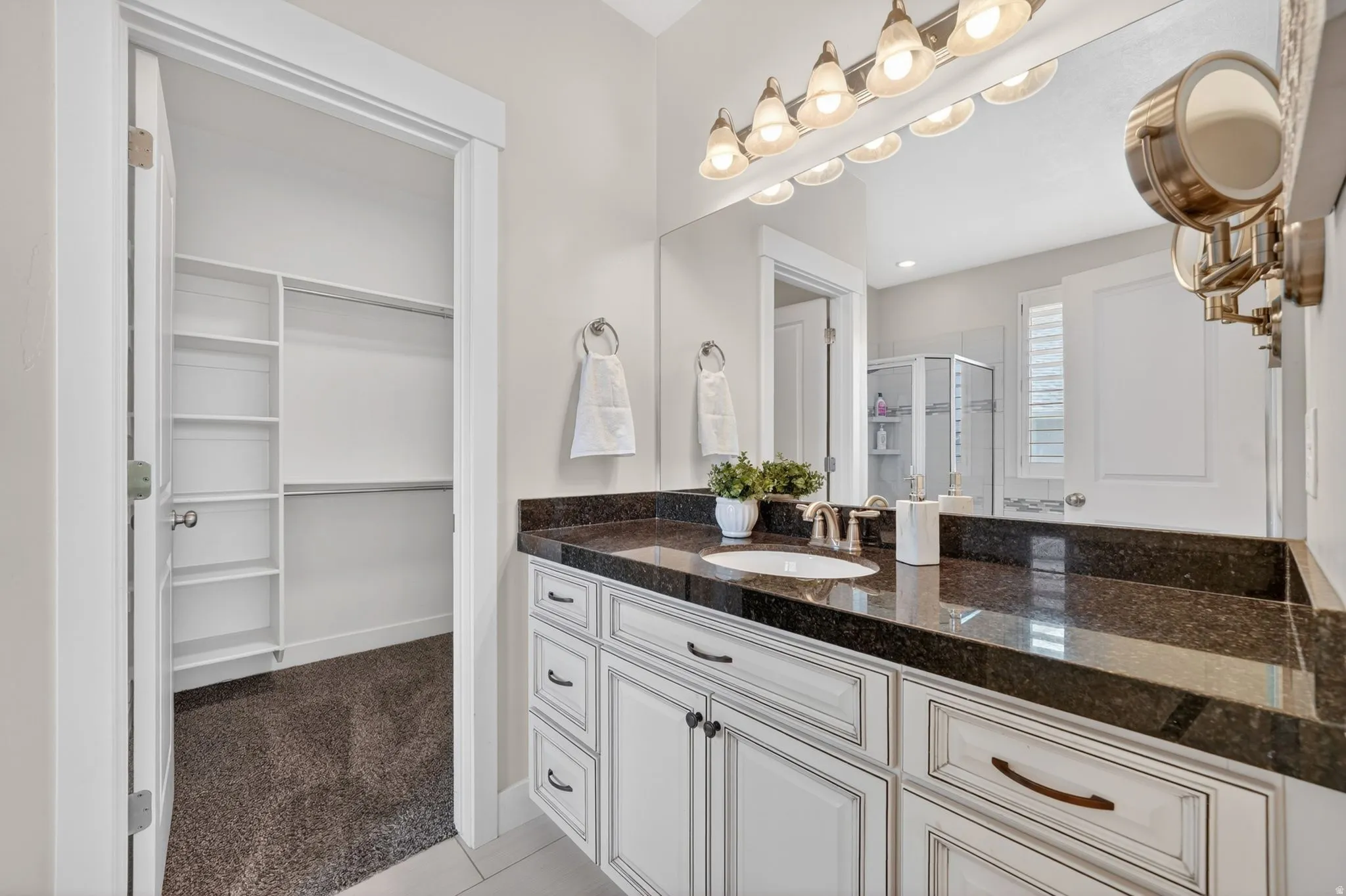 Master bathroom and walk in closet.