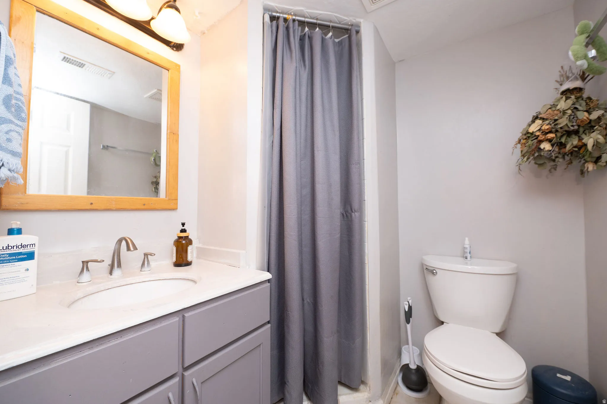 Downstairs bathroom with new vanity