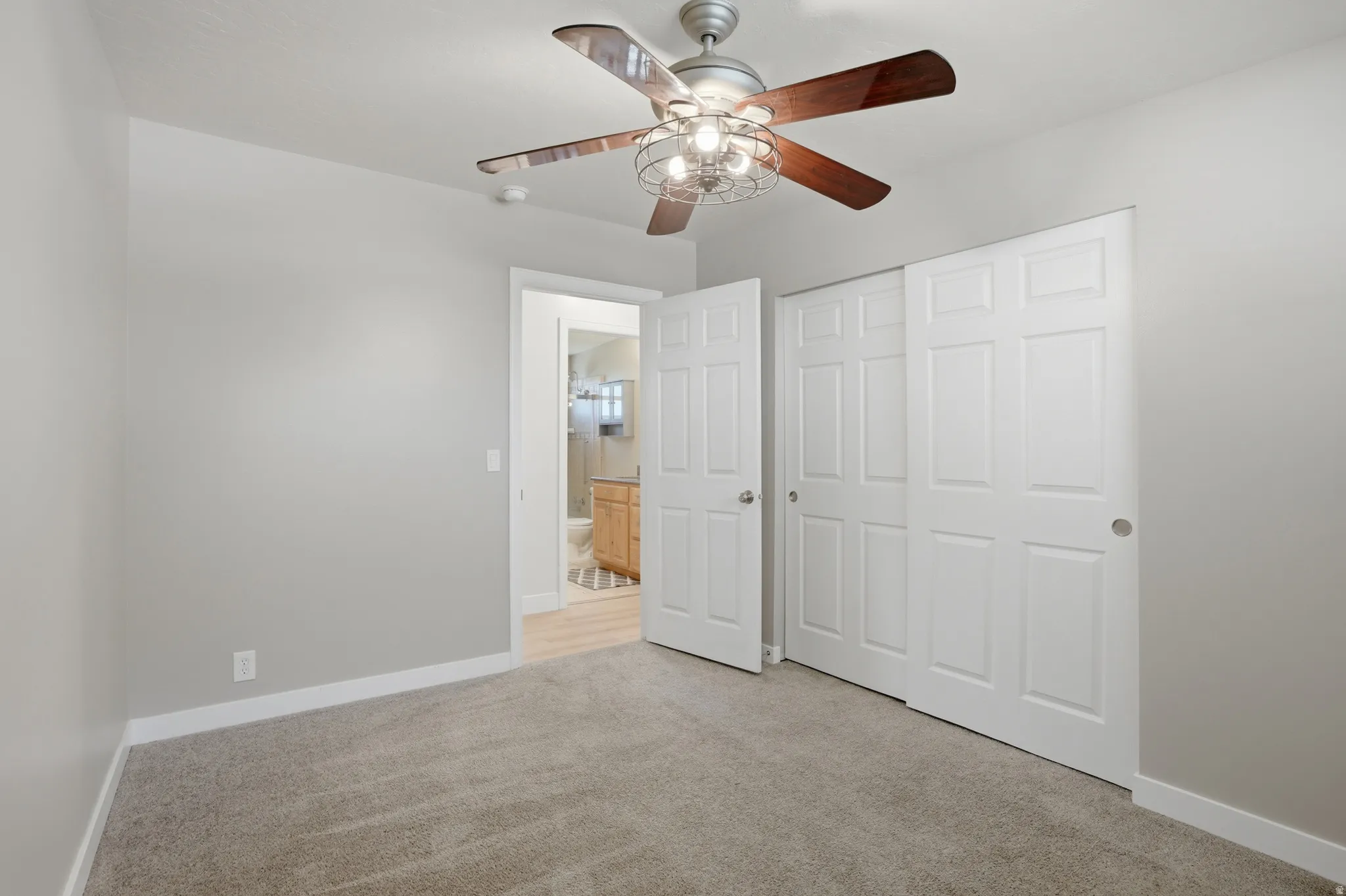 Neutral gray walls with white trim
