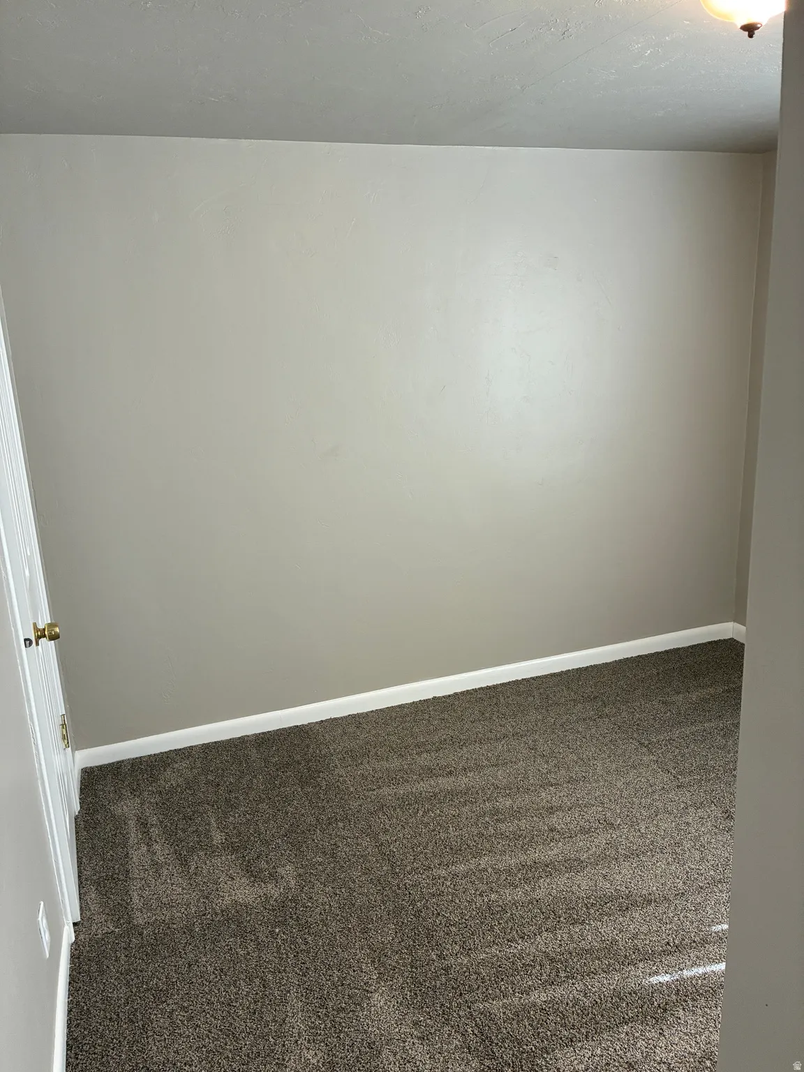 Carpeted room featuring neutral wall paint, white baseboards, and a semi-flush ceiling light fixture