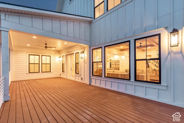 The spacious outdoor deck offers both covered and uncovered areas, perfect for entertaining and enjoying the views