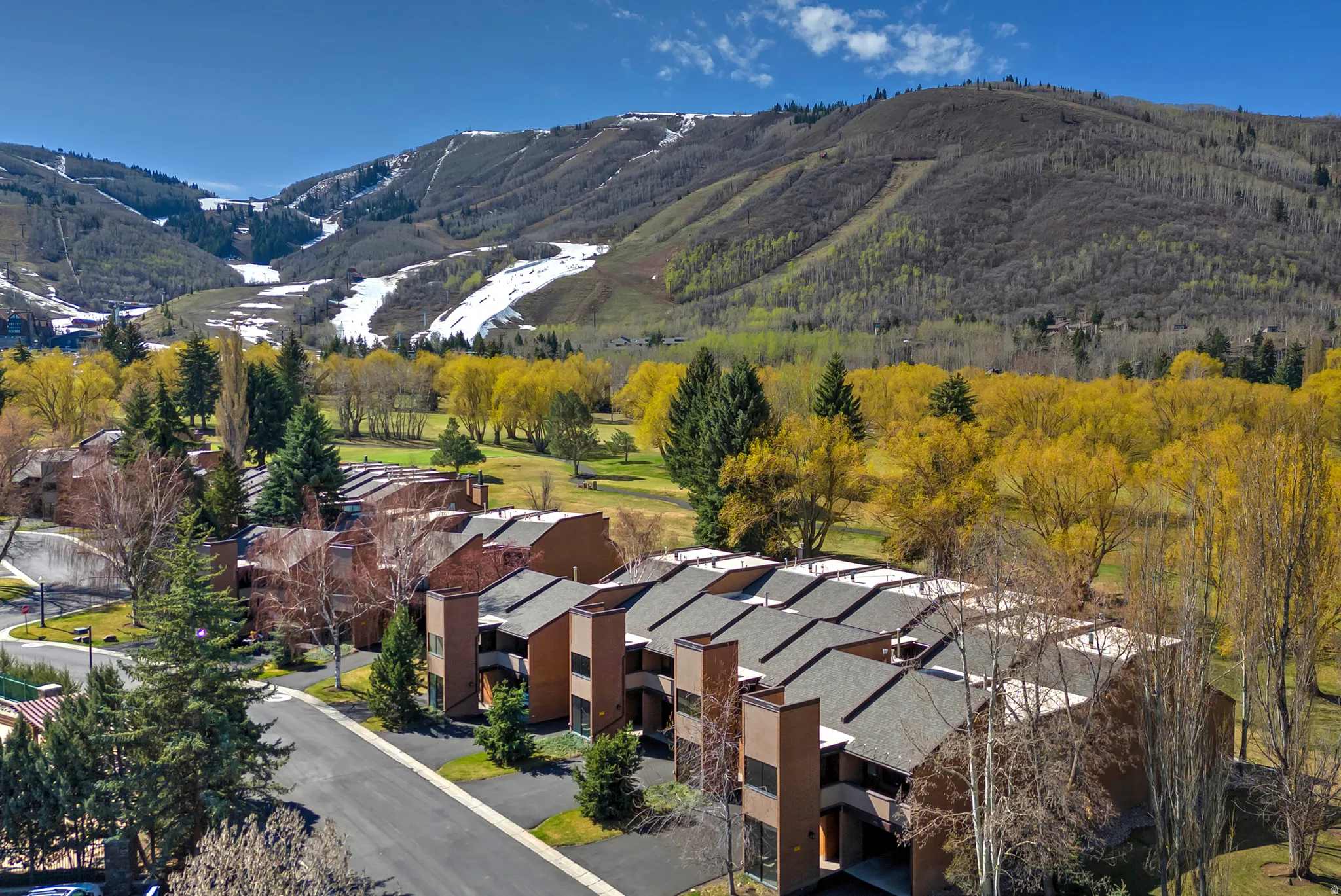 Townhome community with mountain backdrop