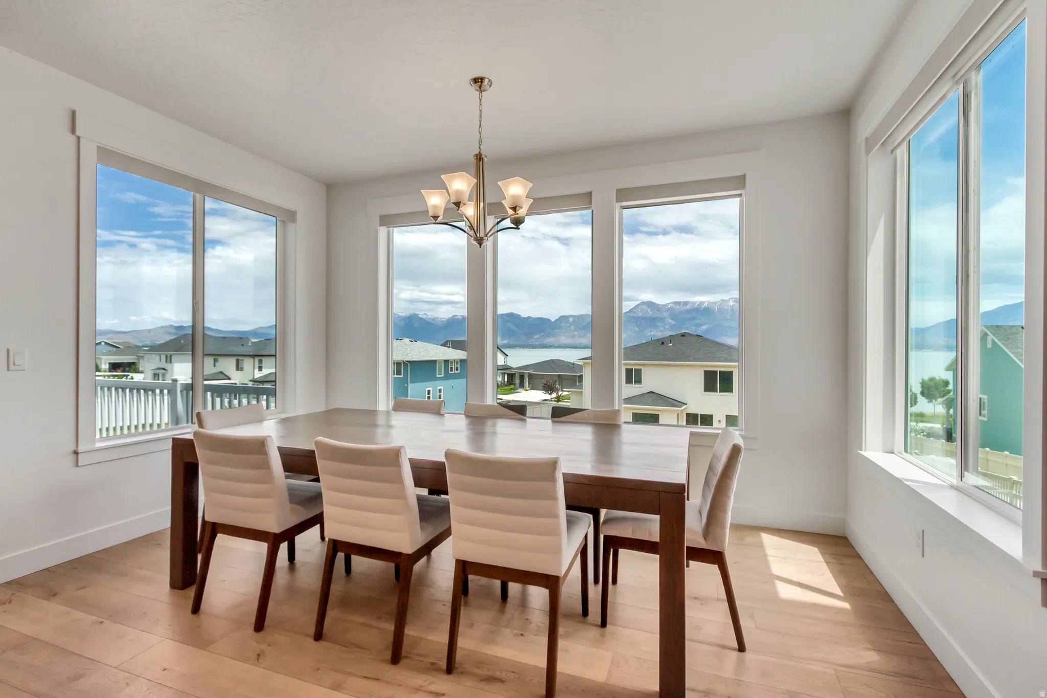 Dining area with expansive windows and wonderful views.
