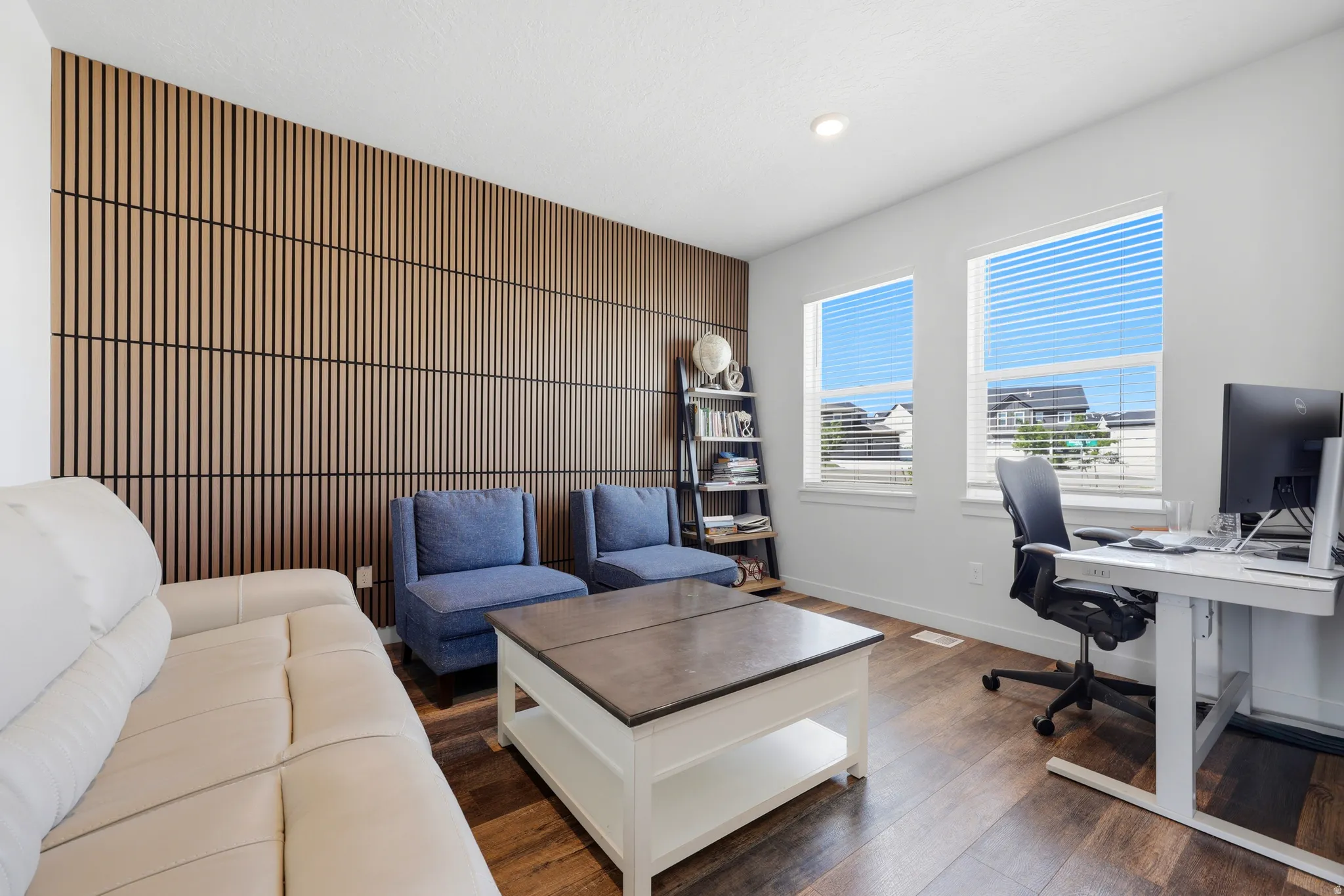 Wood-finish flooring throughout
