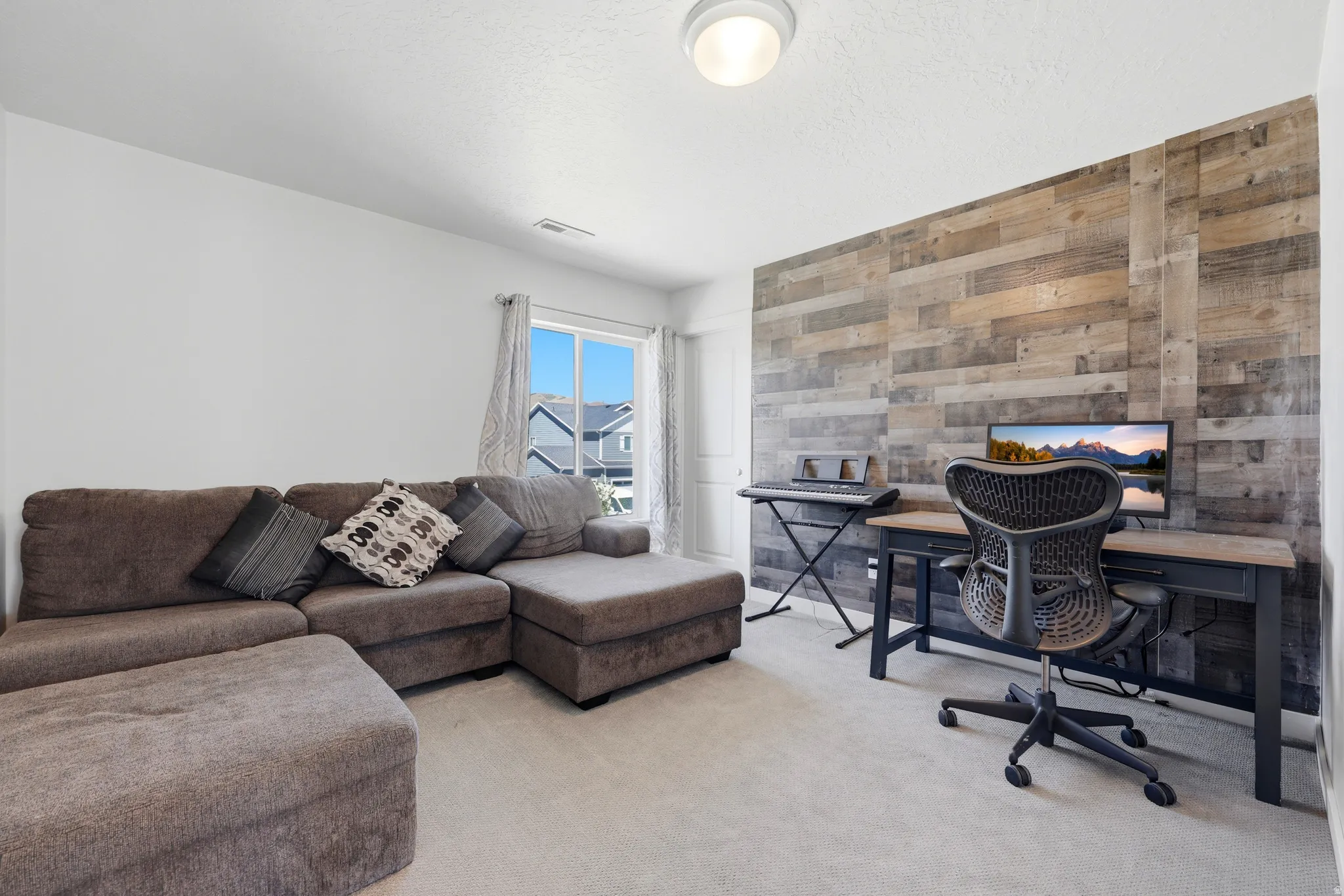 Accent wall featuring horizontal wood planks