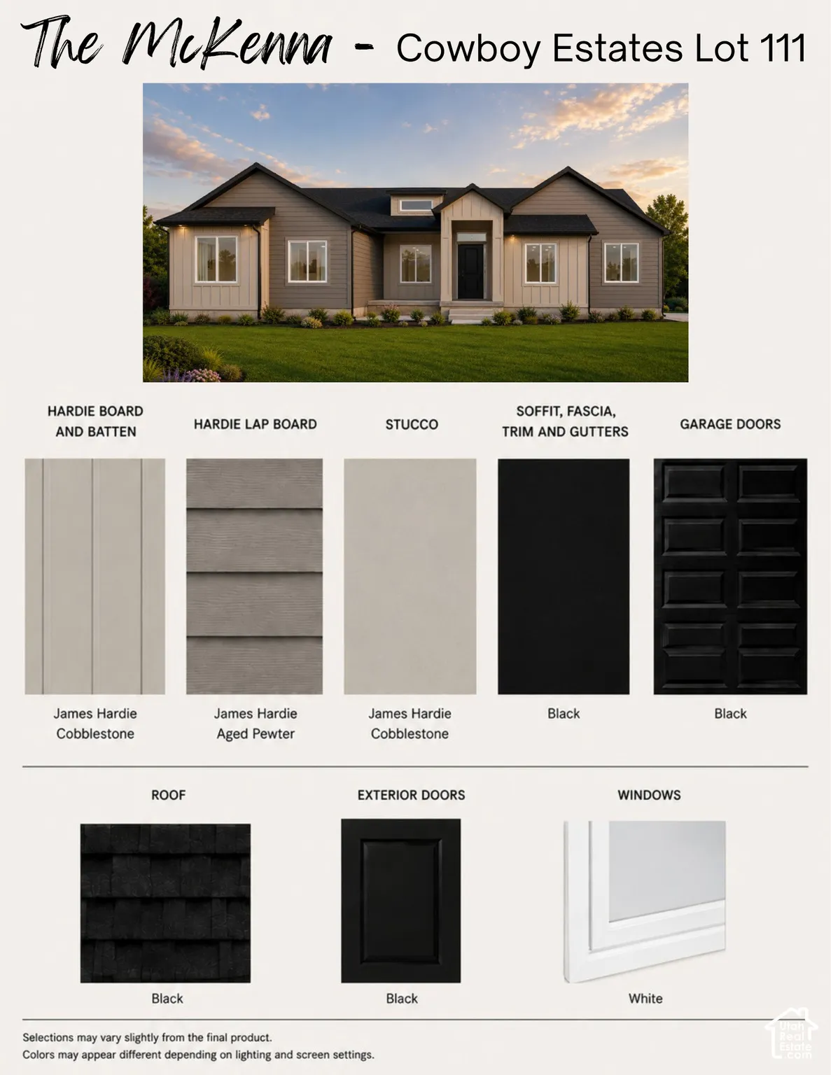 Exterior Material Specification. Documenting the finishes and color palette for the property