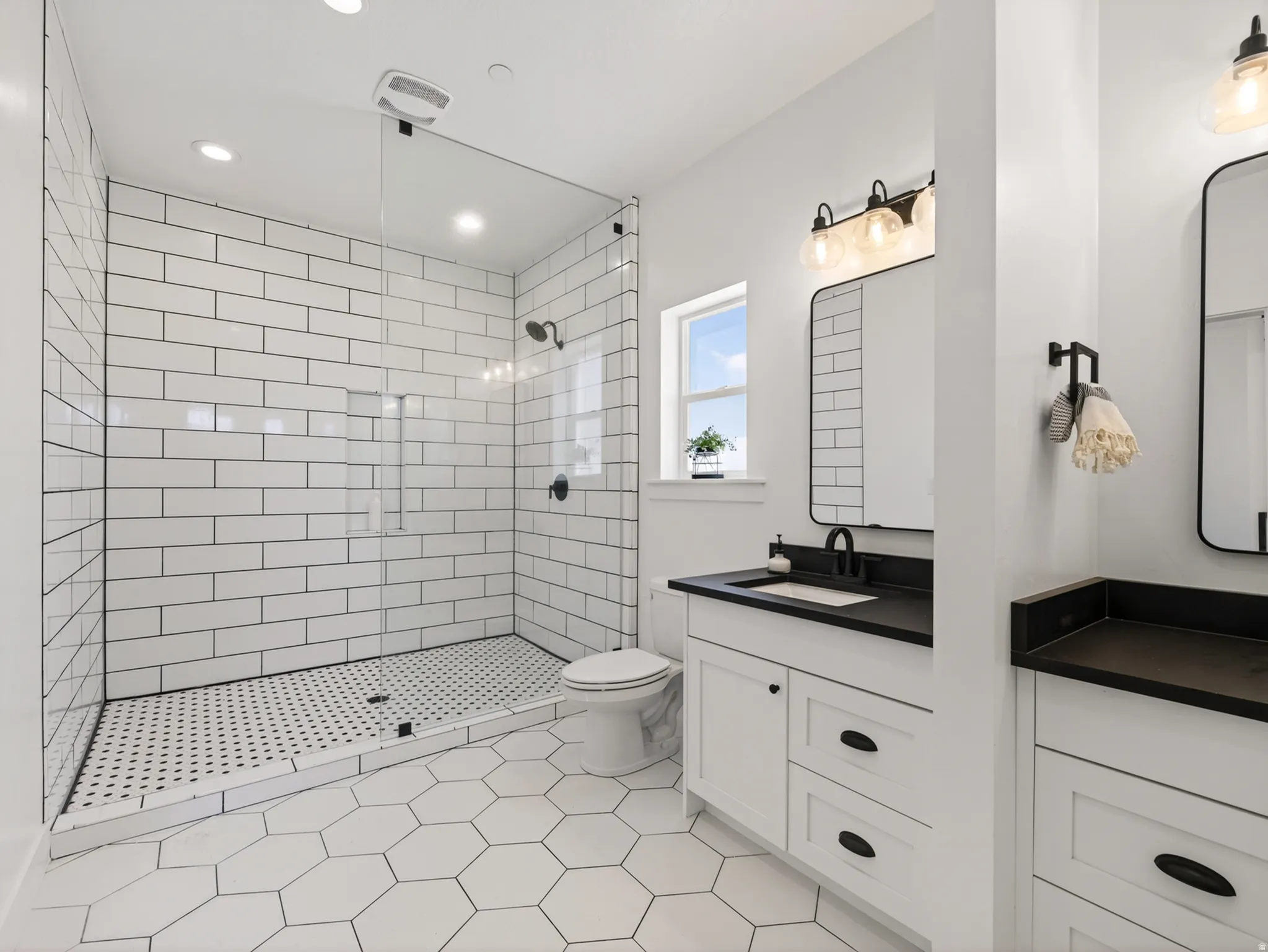 Large shower that has room to add a bath tub.