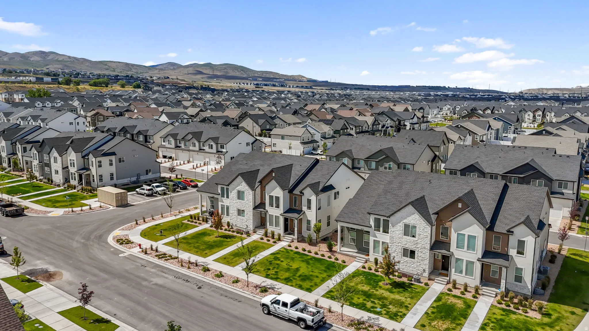 Contemporary residential area featuring a distinct architectural style