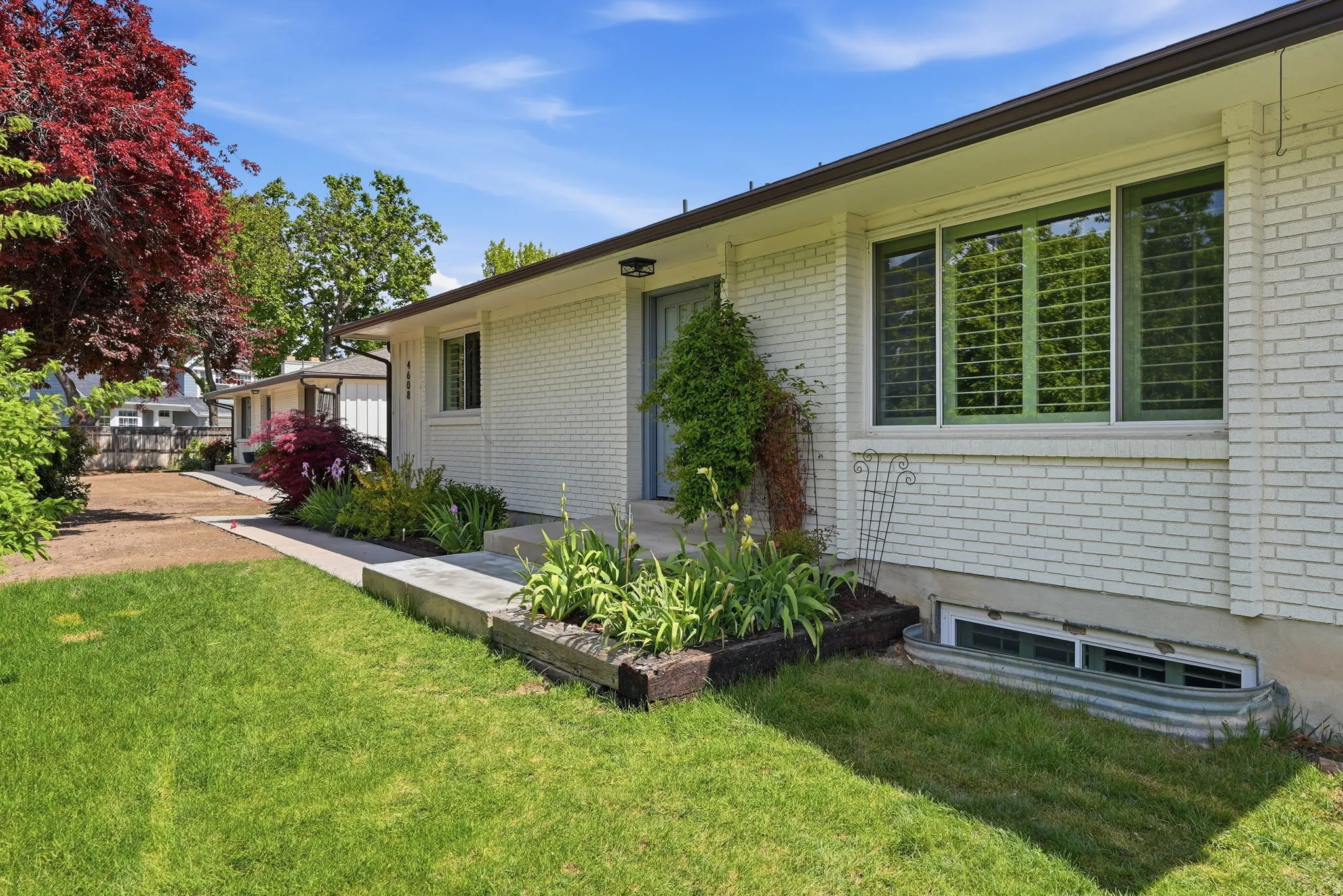 Brick exterior with white painted finish